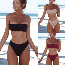 Load image into Gallery viewer, Women Bandeau Bandage Bikini Set Push-Up Brazilian Swimwear
